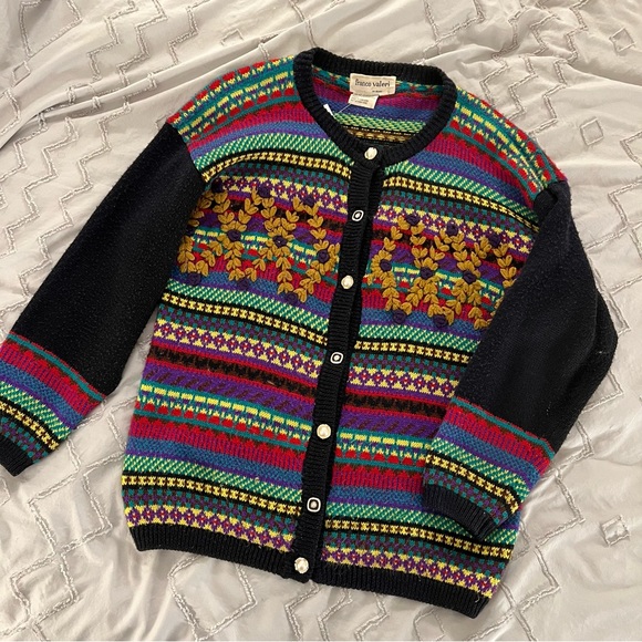 vintage franco valeri colourful knit cardigan - Picture 3 of 13